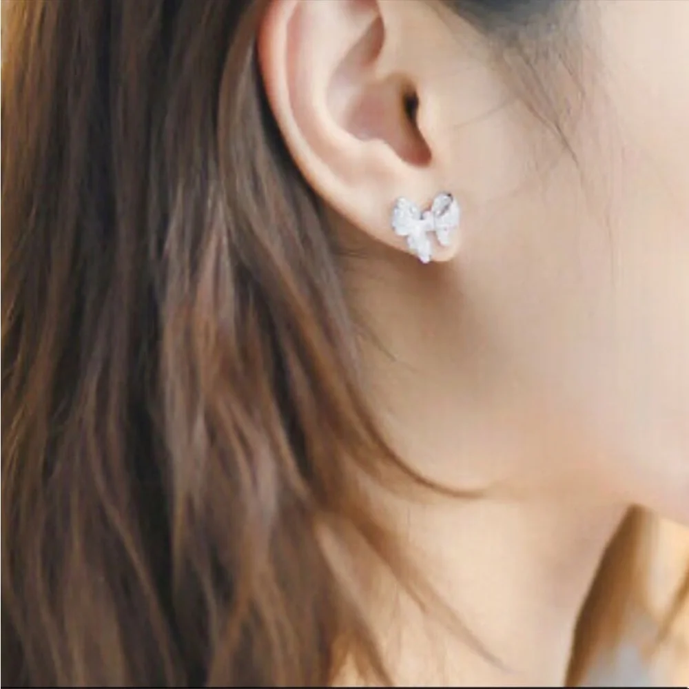 New pretty 925 silver diamond earrings - Picture 2 of 5